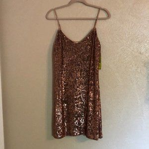 New Gianni Bini Copper Sequined Dress